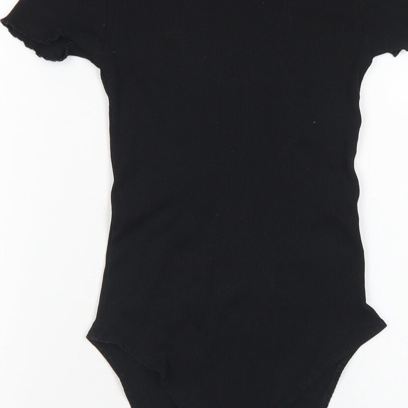 Divided Womens Black Cotton Blend Bodysuit One-Piece Size S Lettuce Edging image 9
