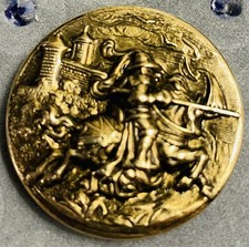 Ex Rare Antique HENRI IV JOUSTING Brass Button, Ça., 1880/90s, Backmarked