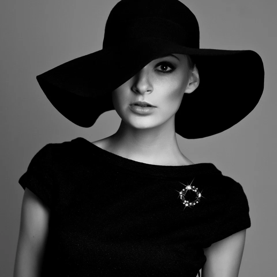 FASHION ATTITUDE 18k white gold gp made with Swarovski CZ crystal brooch black Foto 2 de 4