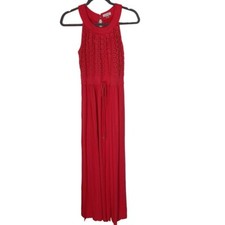 Calvin Klein Womens 10 Coral Lace Sleeveless Cinched Waist Maxi Dress NWT