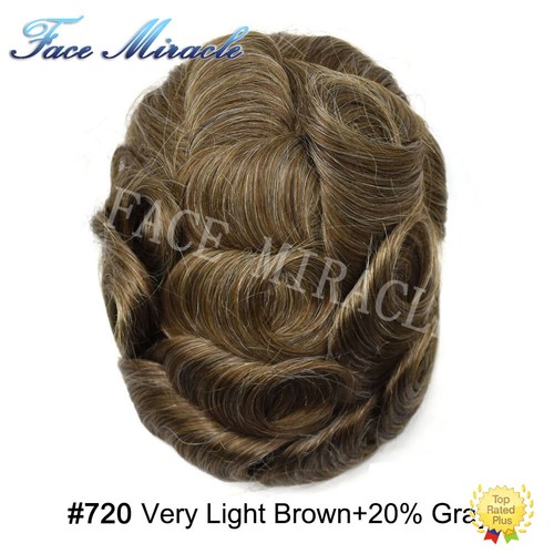 Toupee for Men Durable Fine Mono Mens Toupee Human Hair Piece NPU Around Men Wig - Picture 54 of 56