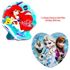 DISNEY FROZEN OR ARIEL CHARACTER KIDS PLATE MELAMINE BPA FREE GIRLS BABY GIFT