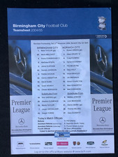 2004/5 Birmingham City v Norwich City teamsheet