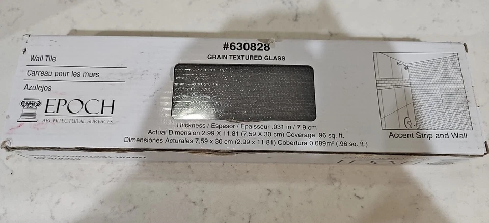 NIB 3"x12" Epoch Grain Textured Glass Tile: 4 Pack (0.96 Sq. Ft.) # 630828 - Image 4 of 4