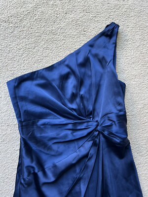 Abercrombie & Fitch One-Shoulder Satin Knotted Midi Dress Royal Blue Medium  New | eBay