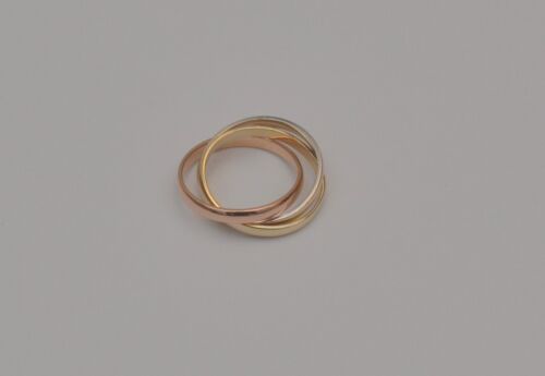 14k Yellow White Rose Gold Half Round 3 Band Ring Size 7 R4 - Picture 2 of 8