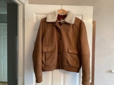 Ladies Hugo Boss Suede Bomber Jacket With Shearling Style Detachable Collar Uk16