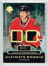 13-14 UD Upper Deck Ultimate  Joakim Nordstrom /75  Rookie  Dual Patches