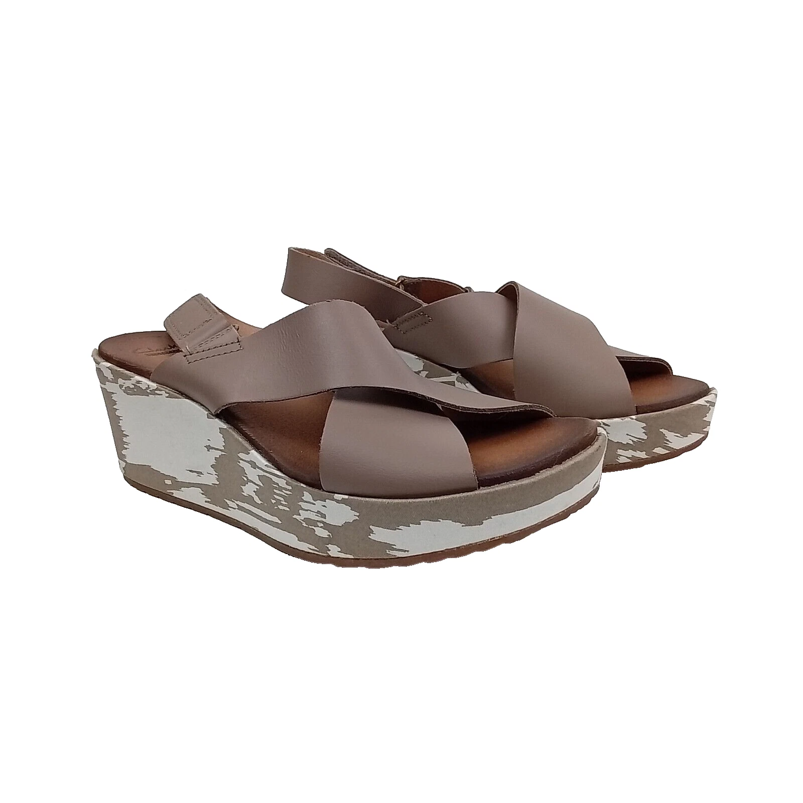 Clarks sandalo donna Stasha Hale pelle stampa zeppa plateau slingback marrone 7W