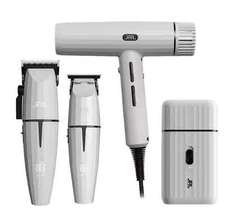 JRL Professional White Ghost Collection #3 Clipper Trimmer Shaver Dryer SET -NEW
