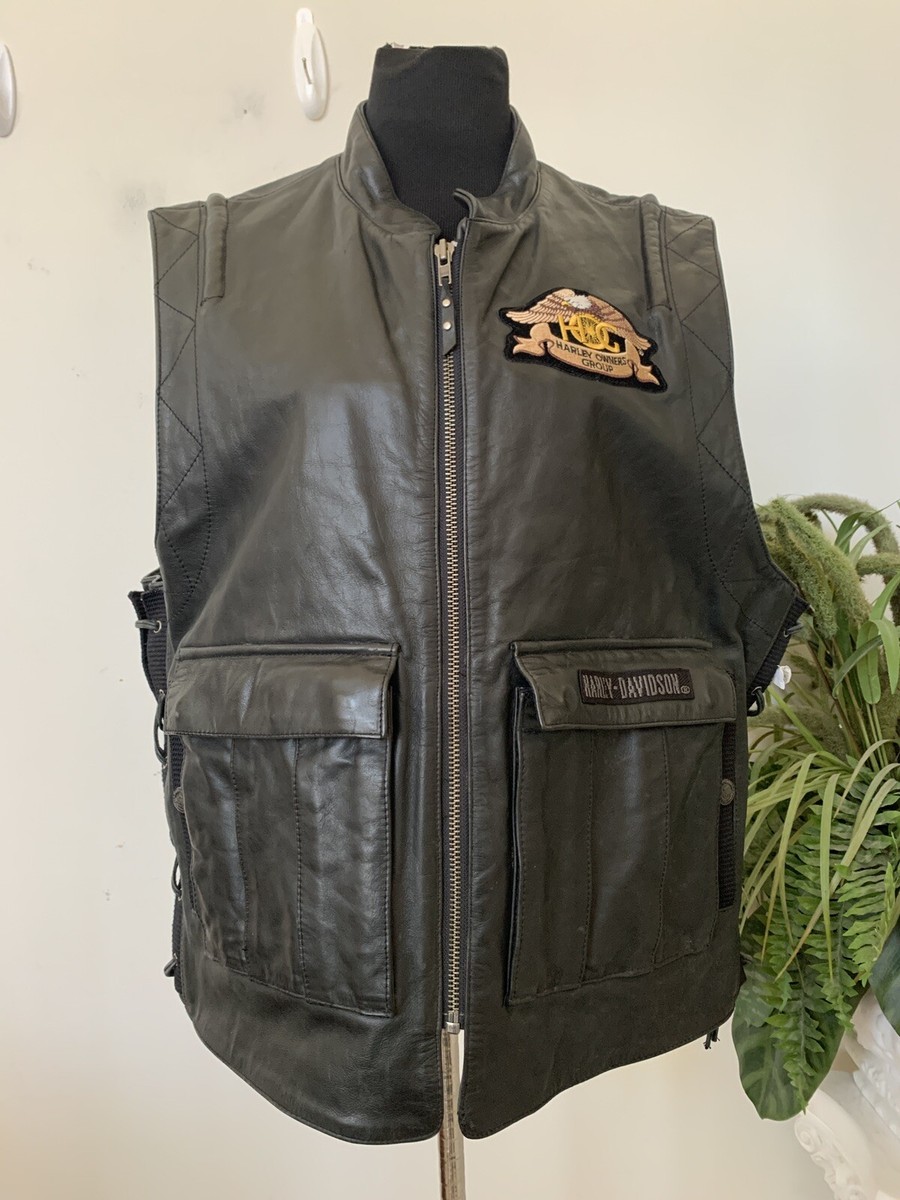 Harley-Davidson® Men's Leather Vest Biker Owners Group Motorcycle