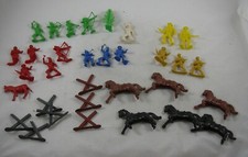 Plastic Cowboy  Indians Horses Animals Native American Hong Kong LOT 32pc