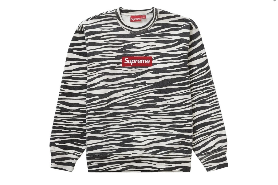 Supreme Box Logo Crewneck Zebra Medium SOLD OUT FW22 CONFIRMED