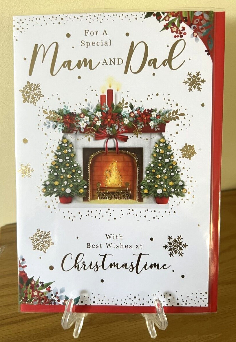 Christmas Card Mam & Dad Foil Finish Xmas