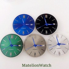 Fit NH35A NH36A Movement 31mm Watch Dial With Hands Date Window Roman Numbers