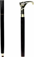 Antique Style Brass Solid Cat Brass Handle Wooden Walking Stick Vintage Cane New