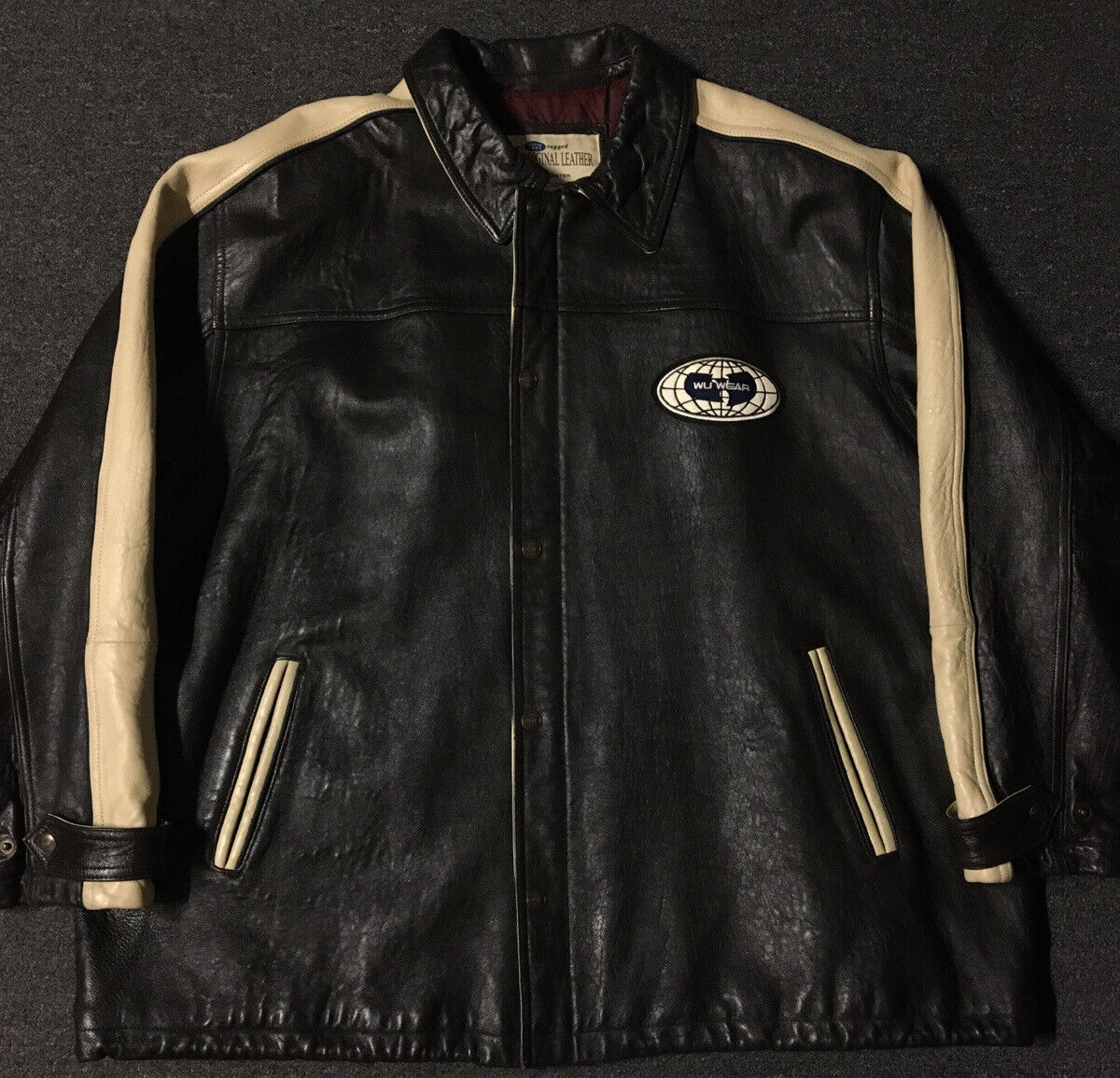 Vtg 90s Wu Wear Leather Jacket 5XL Tang Gza Raekwon Rza Rap Vtg 90s Wu Wear Leather Jacket 5XL Tang Gza Raekwon Rza Rap