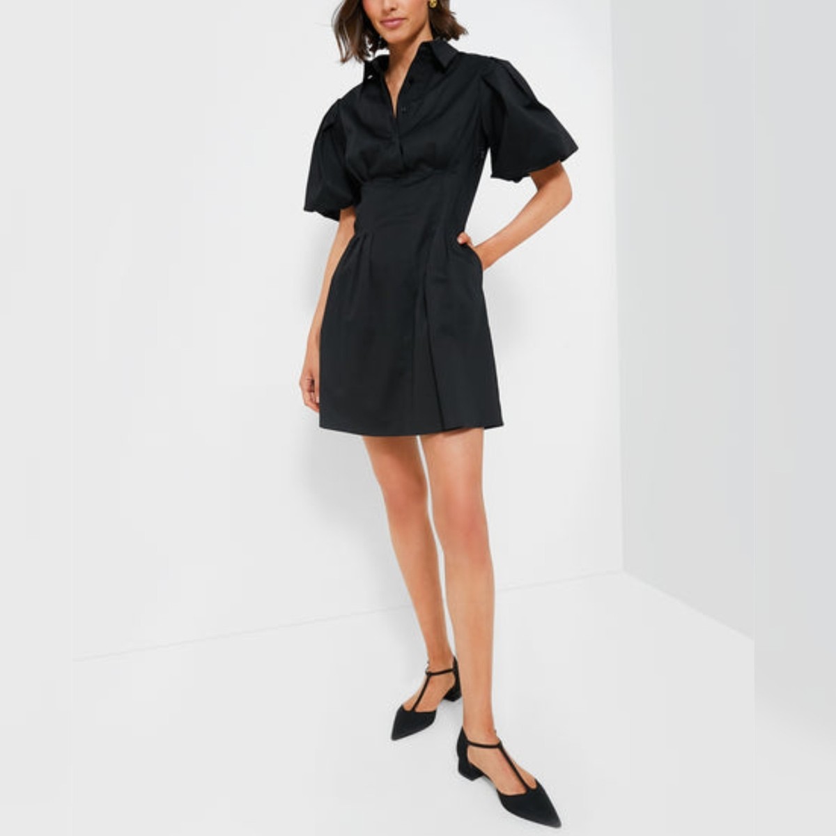 knee length dresses for ladies DELANEY dress Black – Lesley Evers main image 0
