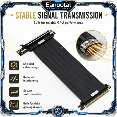 PCIe 4.0 3.0 X16 GPU Riser Cable 20cm Black White PCIe Extension Cable Graphics