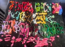 Over 100 Skeins  Embroidery Thread  Majority New & Used Skeins Multiple Brands