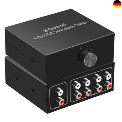 Cinch RCA Audio Switch 4-in-1-out, analog Stereo Aux Umschalter Phono passiv