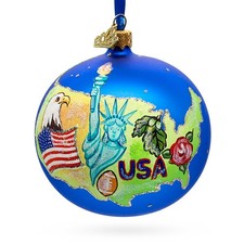 Travel to the USA Glass Ball Ornament 4 Inches