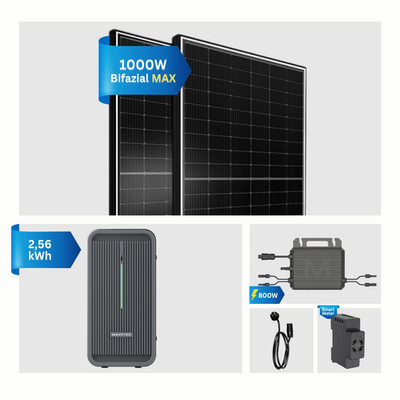 1000W Balkonkraftwerk mit Spreicher 2,24kWh mit MARSTEK 800W WIFI Wechselrichter