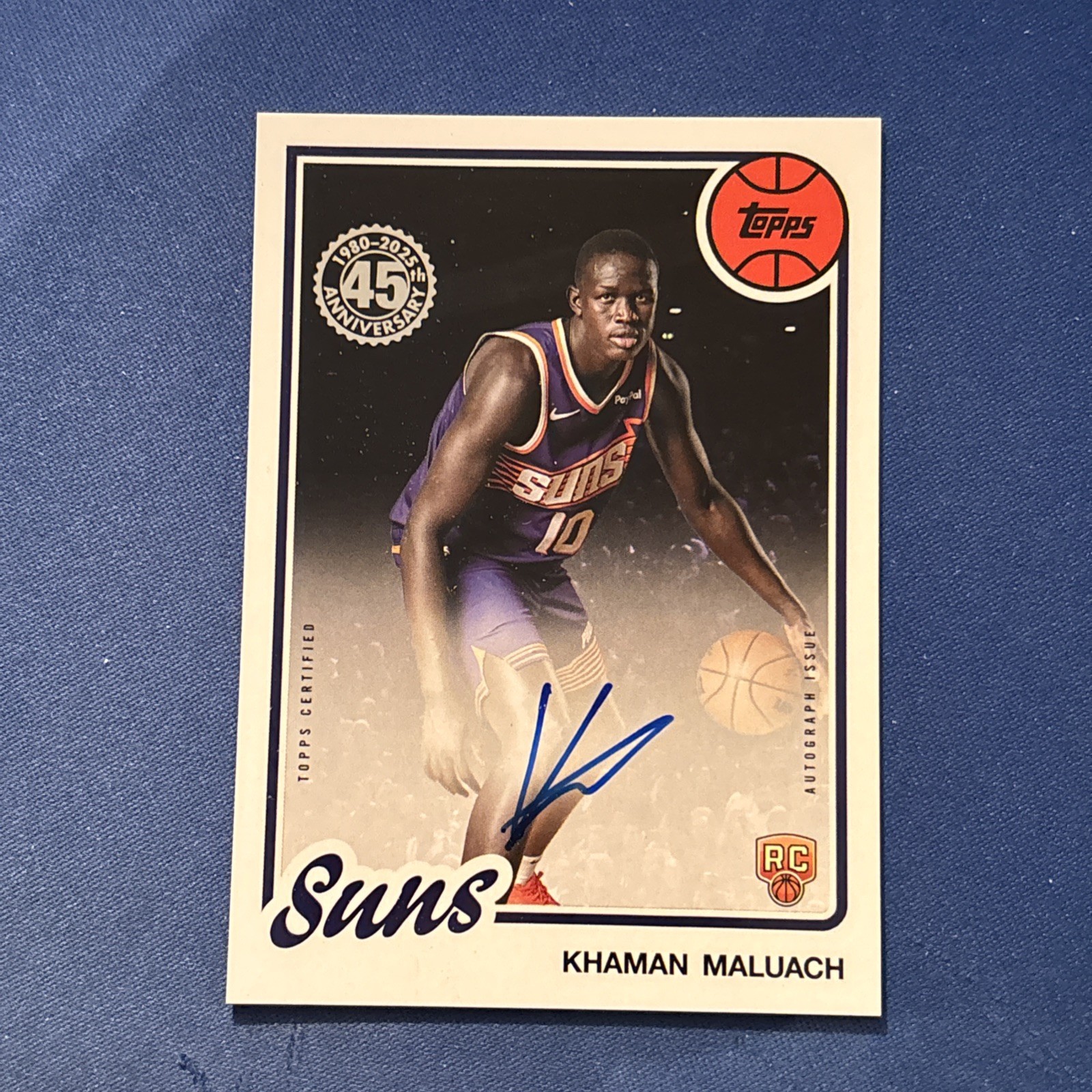 2025-26 Topps Basketball Khaman Maluach ON CARD AUTO RC #80B2R-KM 1980 45th Suns