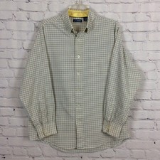 Vintage Jantzen Men s Shirt Size Large Blue/Yellow Check Button Up Long Sleeve