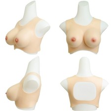 Realistic Silicone Breast Forms Round Neck Hollow Fake Boobs Cosplay Breast
