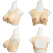 Realistic Silicone Breast Forms Round Neck Hollow Fake Boobs Cosplay Breast