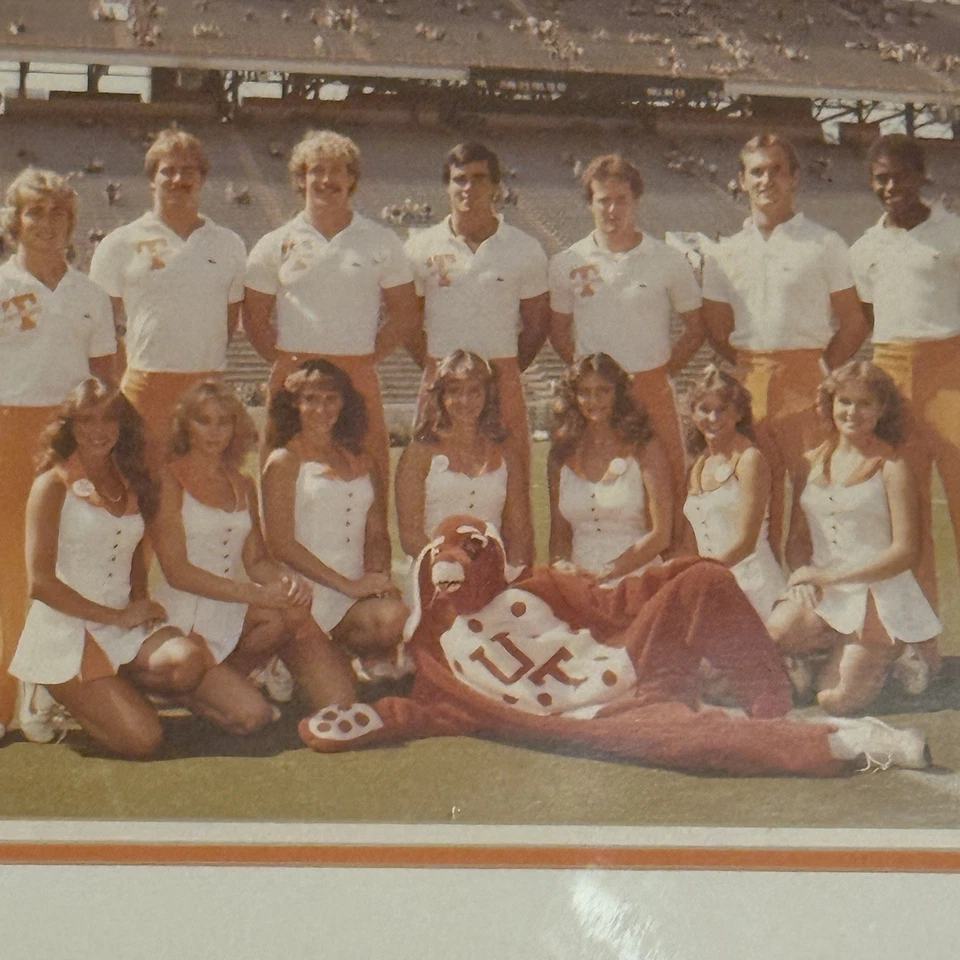 VTG Framed 1982 Tennessee Volunteers Football Photo SEC Cheerleaders Smokey UT - Image 2 of 4