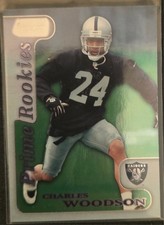 1 card of 1998 Stadium Club Prime Rookies Charles Woodson rookie insert card . rookie card picture