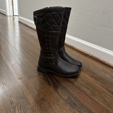 Stylish Quilted Brown Kids Boots Size 3 Girls