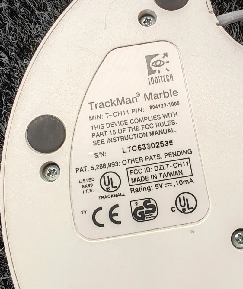 Logitech TrackMan Marble (T-CH11) - TOP ZUSTAND, voll funktionsfähig ! - Bild 3 von 3