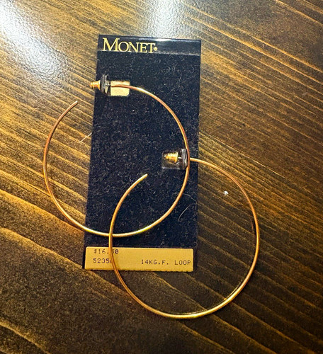 Monet 14K Gold Filled Round Hoop Earrings Hook Closure Gold Tone 52356