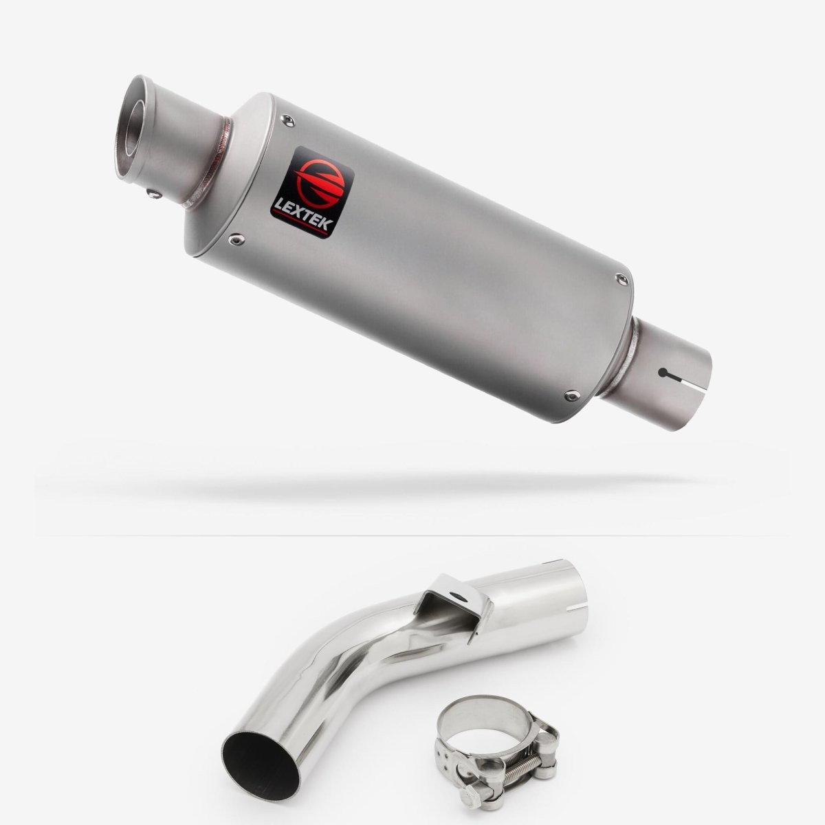 Lextek Stainless Steel GP1 Matt 240mm Exhaust with Link Pipe Silencer Chrome