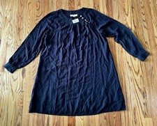 NWT LOFT Clip Button Swing Dress, Black, Size M/8