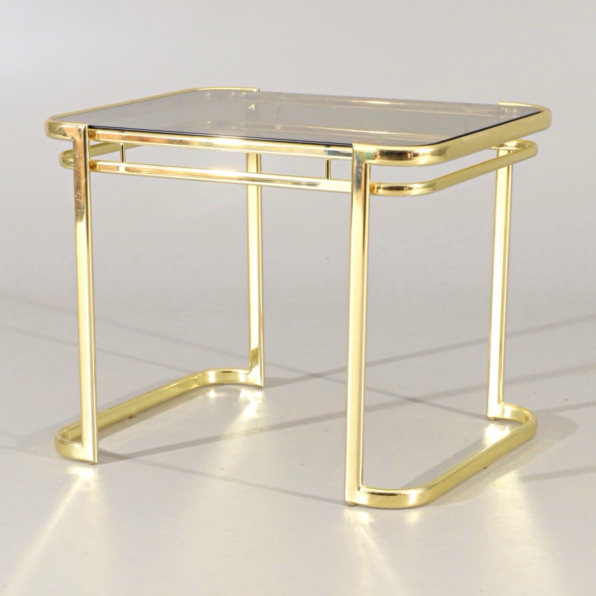 Rectangular Side Table Gold Metal Frame Clear Glass Top 39 x 47 x 30 in