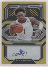 2021-22 Prizm Draft Picks College Penmanship Gold 5/10 Jordan Burns Auto 0so2