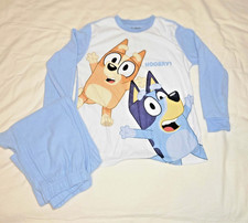 Bluey Kids Pajama Set Size 8 M Long Sleeve Shirt Pants Light Blue