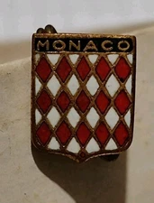 BLASON Monaco Insigne Médaille  Broche Émaillée Vintage