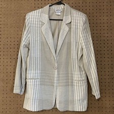 Vintage Blazer Jacket Academia Preppy Old Money Worthington Plaid Linen Blend 12