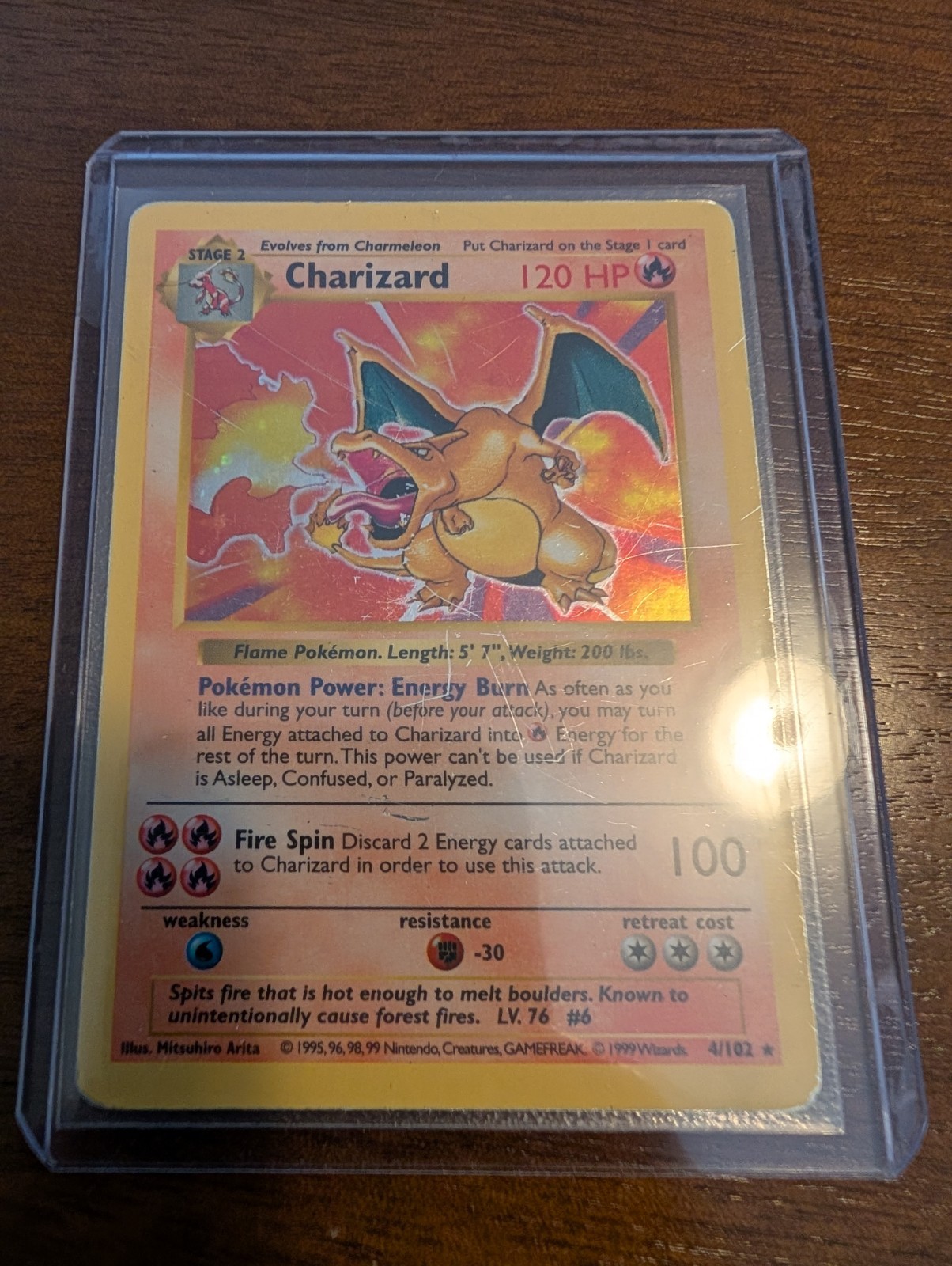 Pokemon Base Set SHADOWLESS Charizard Holo 4/102 Heavily Played (HP) - WOTC 1999