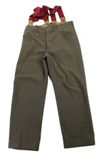 VTG 40s WWII 2 US Men  s 40 x 32 Green Swedish Wool Wide Leg Military Pants