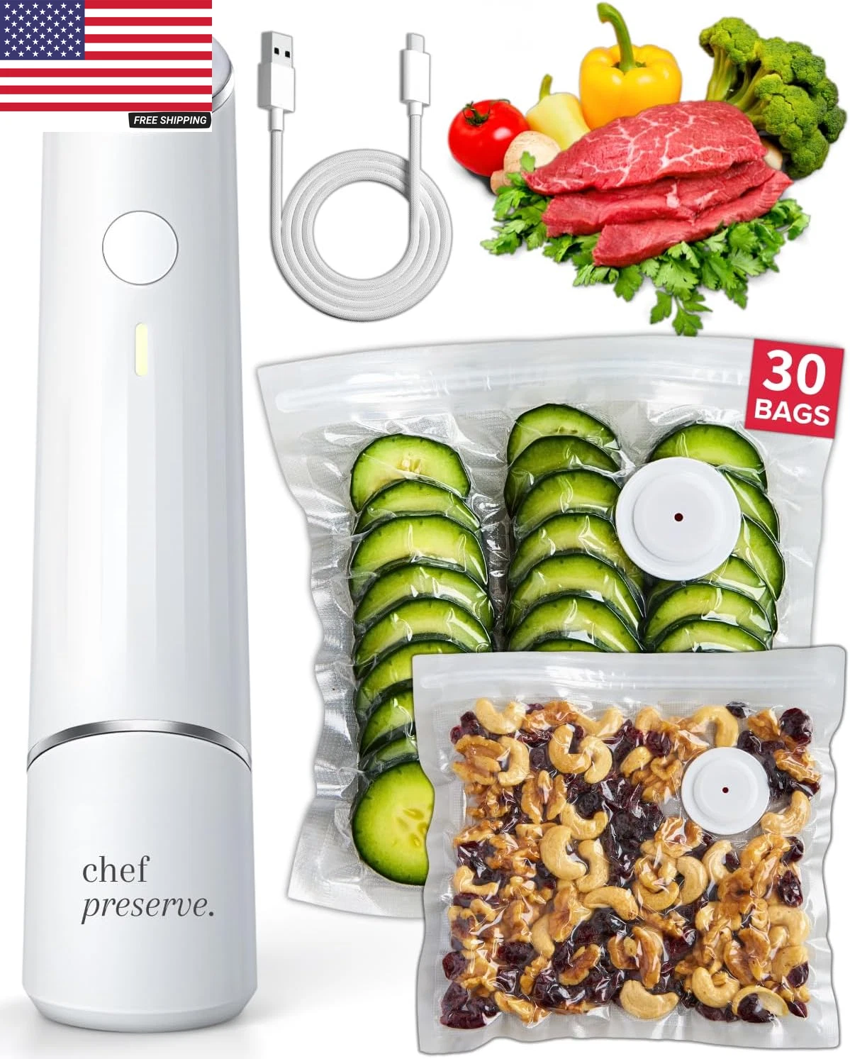 Compact Vacuum Sealer for Food (Vacuum Sealer Machine + 30 Reusable Vacuum Bags)
Opens in a new wind