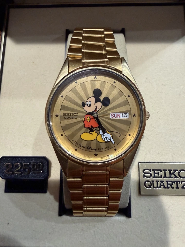 Reloj SEIKO 1987 Mickey Mouse Sunburst 5H23-8A09 Funciona Batería Nueva Foto 3 de 4