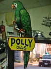 VINTAGE LARGE POLLY PORCELAIN FLANGE SIGN MOTOR OIL GASOLINE PARROT GAS 3FT