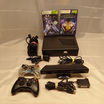 Xbox 360 S Slim 250GB w/ 2 Controllers, Kinect, Power & HDMI, 2 Games - Tested 