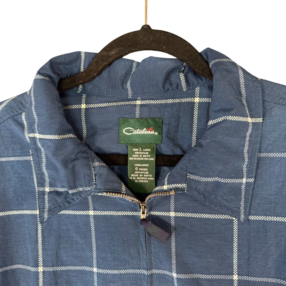 Chaqueta cortavientos ligera vintage Catalina azul a cuadros para hombre años L 90 Foto 2 de 4